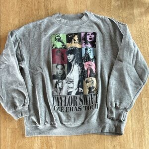 Taylor Swift Grey Crewneck Sweatshirt with Multicolor Portrait Collage